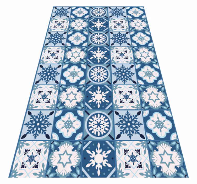 Vinyl Teppich Fliesen blaue Schneeflocke - TenStickers