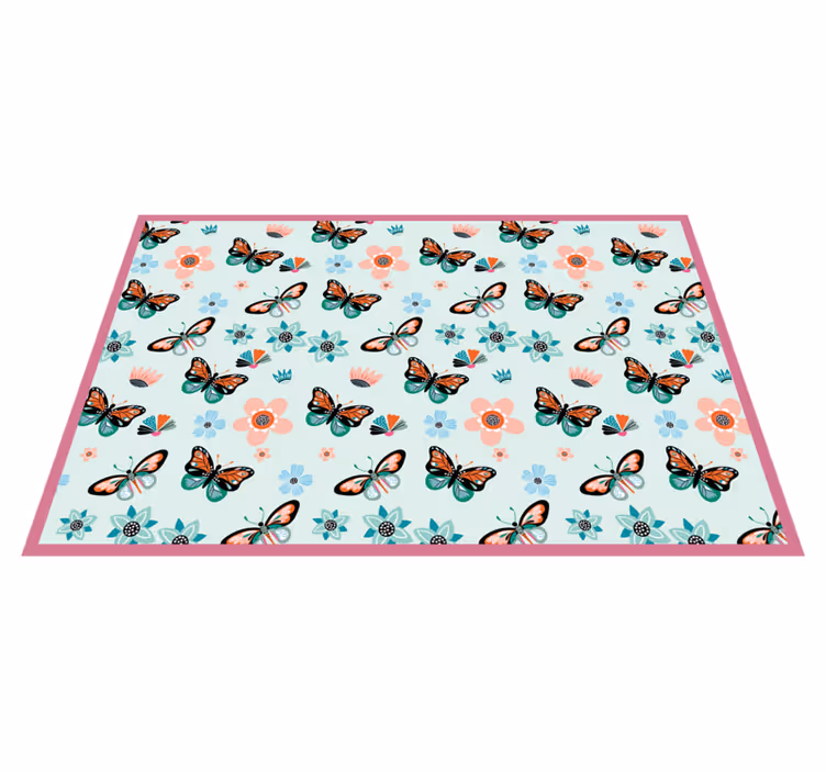 Vinyl Teppich Schlafzimmer Blumen und Schmetterlinge - TenStickers