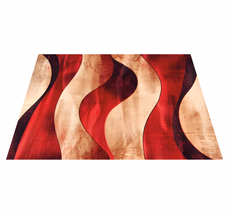 Vinyl Teppich rot modernes Wellenmuster - TenStickers