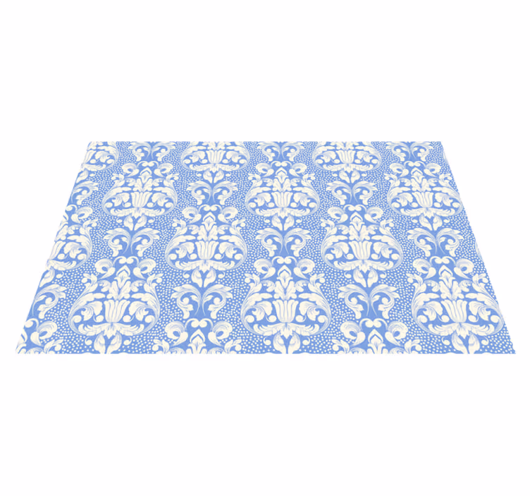 Vinyl Teppich Fliesenoptik barockes blaues muster - TenStickers