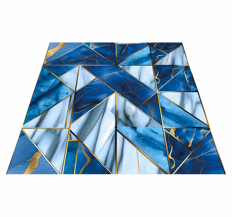 Vinyl Teppich Marmor blau-goldenes Design - TenStickers