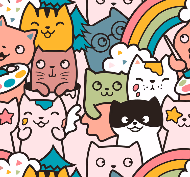 Tapete Baby verspielte katzen-einhörner - TenStickers