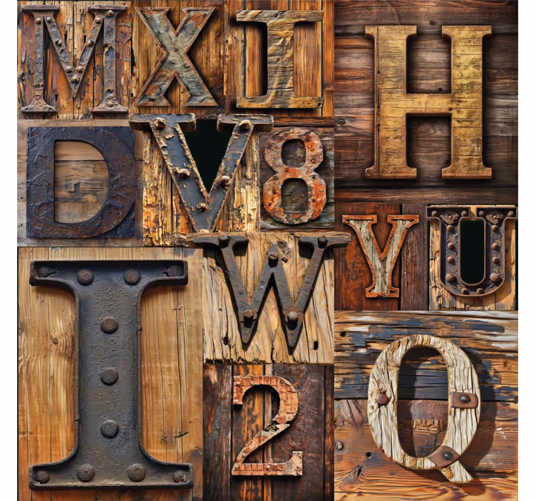 3D Tapete Buchstaben Holzoptik - TenStickers