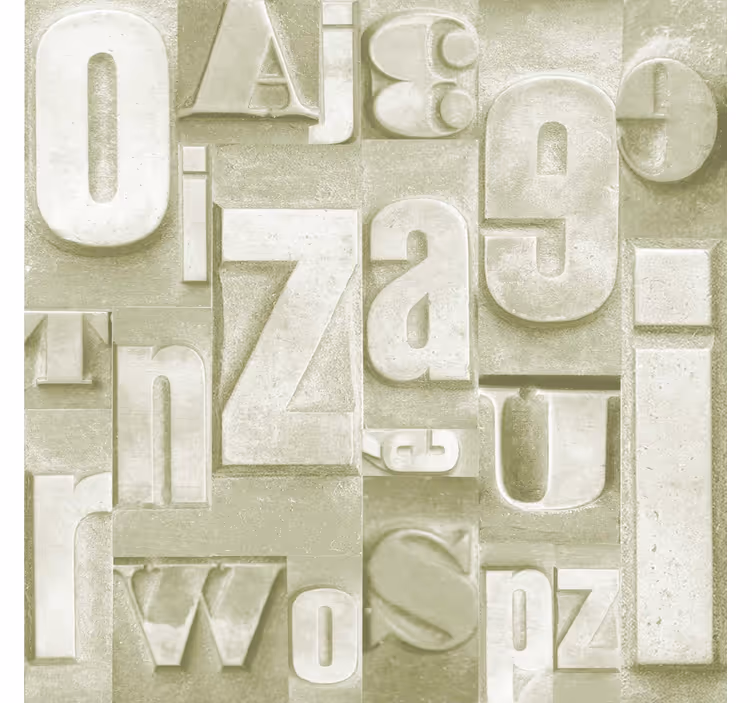 3D Tapete Buchstaben und Zahlen beige - TenStickers