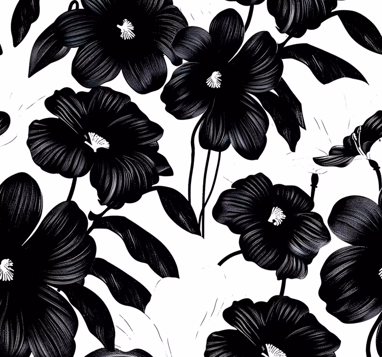 Tapete Natur schwarzer Mohn Blumen - TenStickers