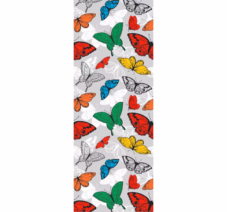 Tapete Schmetterling buntes muster auf grauem hintergrund - TenStickers