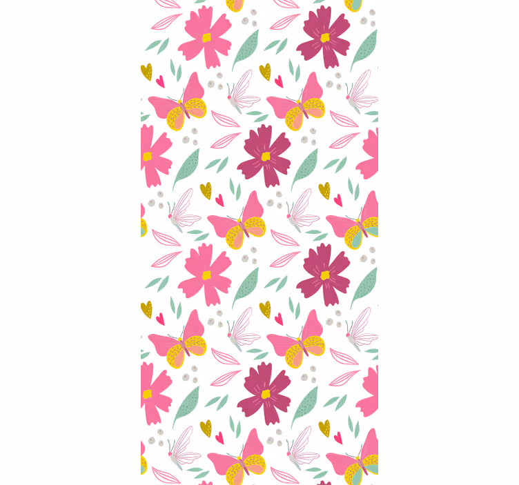 Tapete Schmetterling buntes blumenmuster - TenStickers