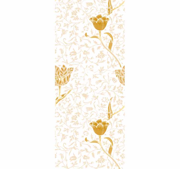 Blumentapete im goldenen blumenmuster - TenStickers