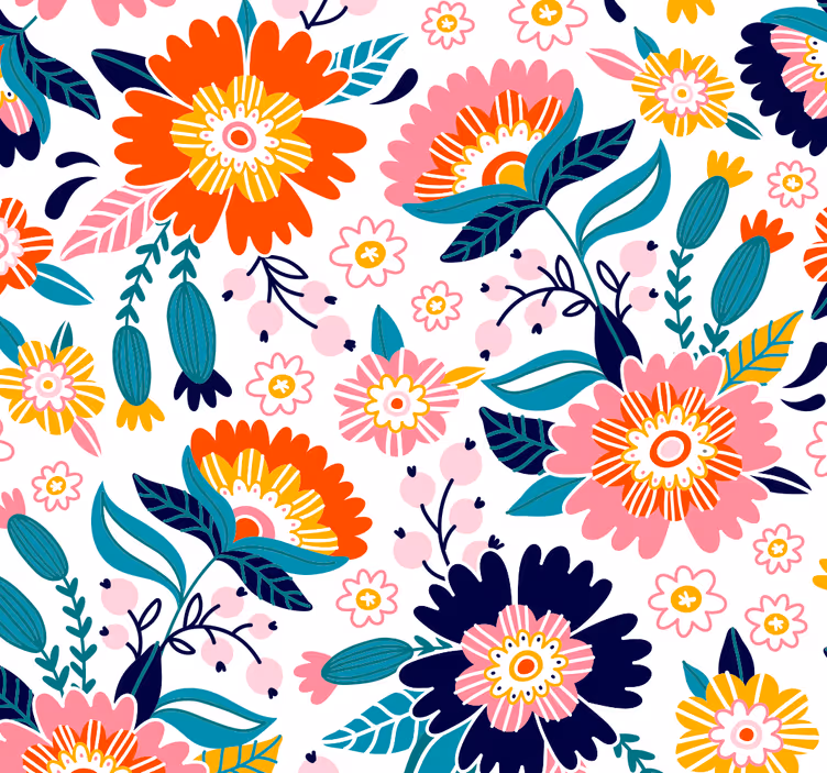 Blumentapete buntes blumenmotiv - TenStickers
