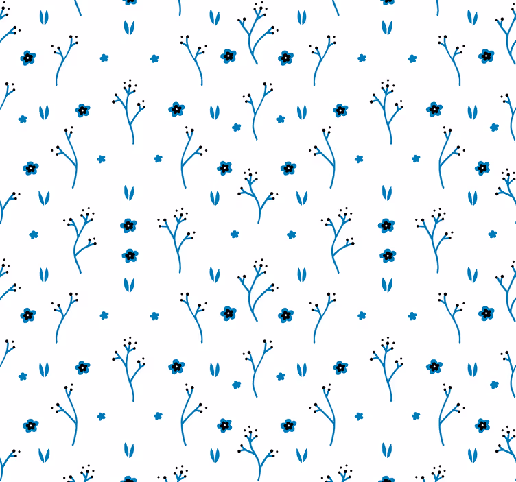 Blumentapete in floralen blauen designs - TenStickers