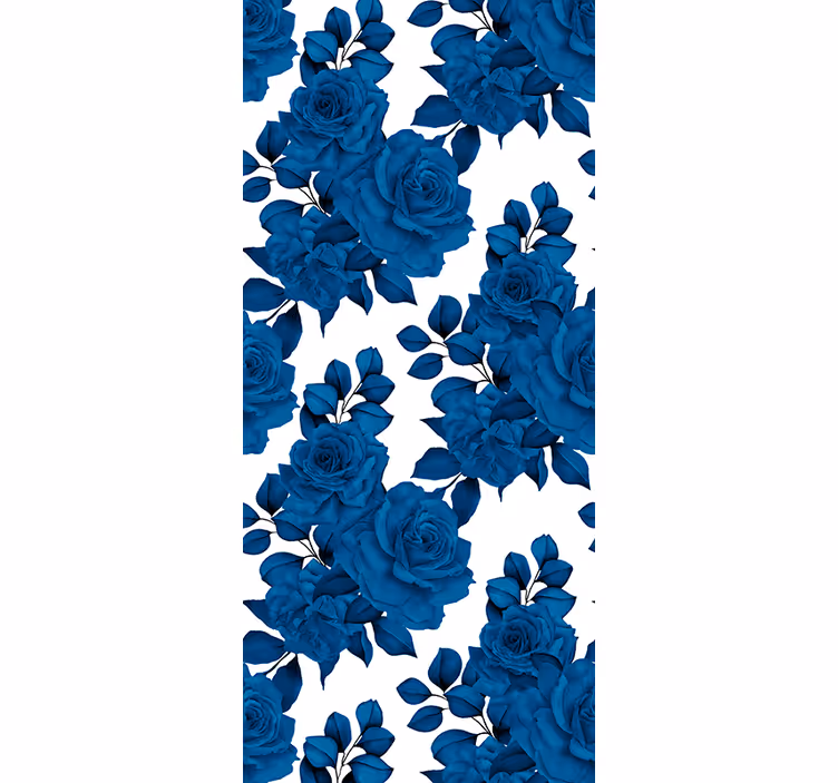 Tapete florale ornamente blaue rosenblüte - TenStickers