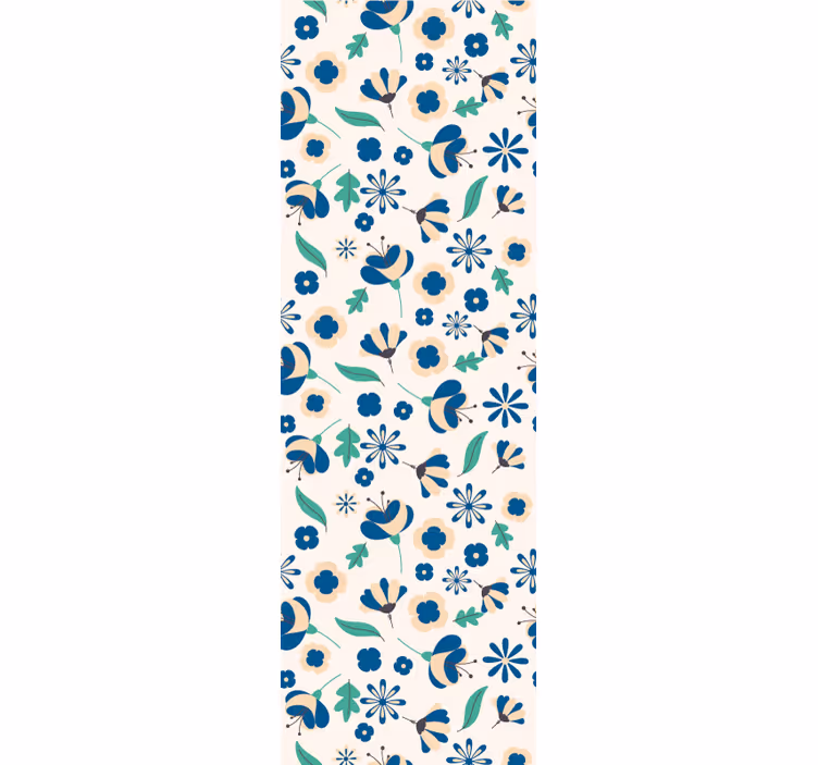 Blumentapete mit floralem blauen muster - TenStickers