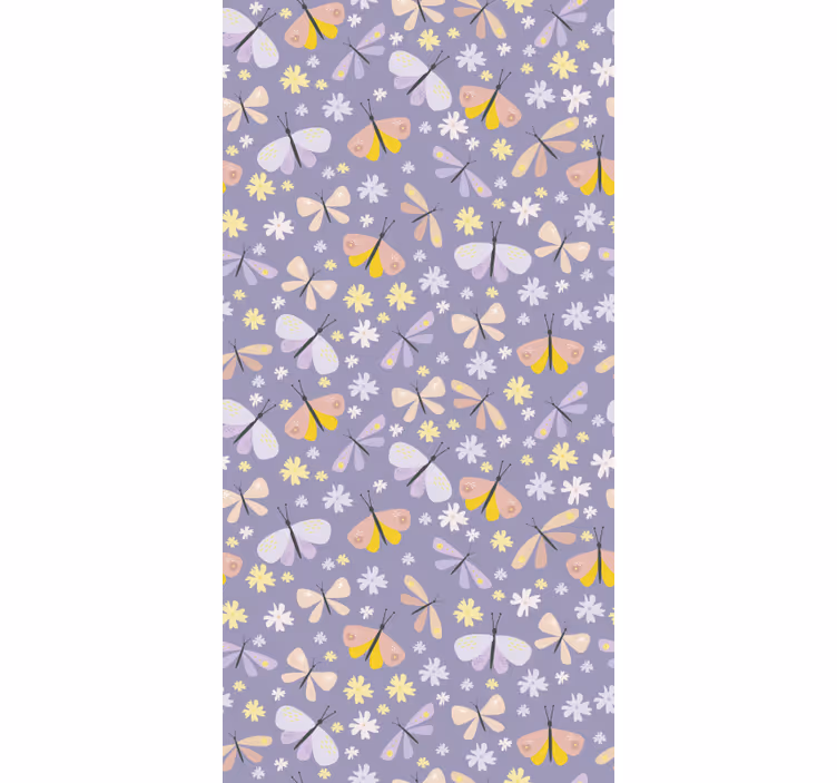 Tapete schmetterling mit lila eleganten blumen - TenStickers