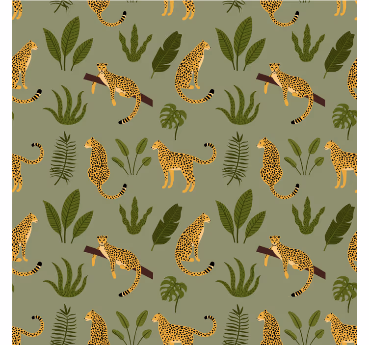Tapete schlafzimmer im floralen dschungel-leoparden-design - TenStickers