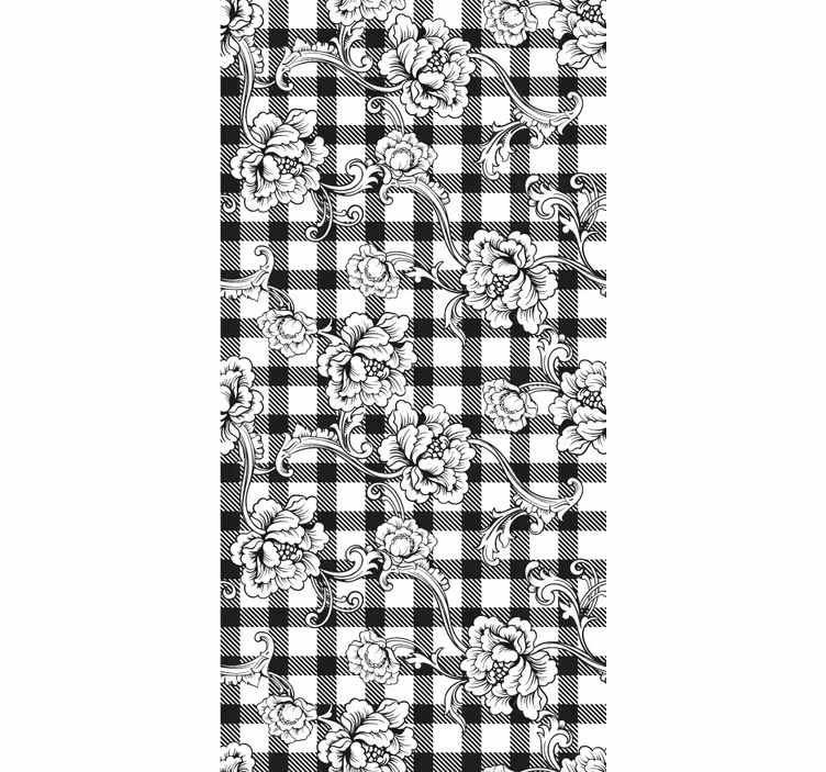 Tapete schlafzimmer mit floralen karomuster - TenStickers