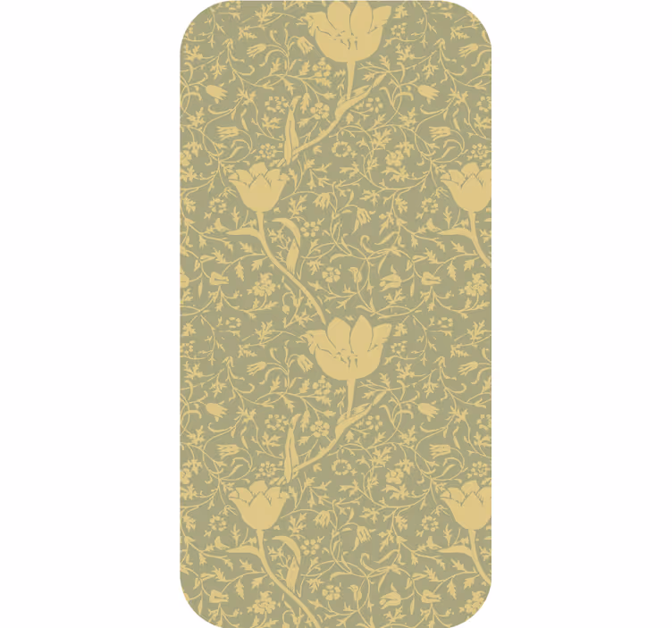 Ornament tapete mit dezentem goldgrünem blumenmuster - TenStickers