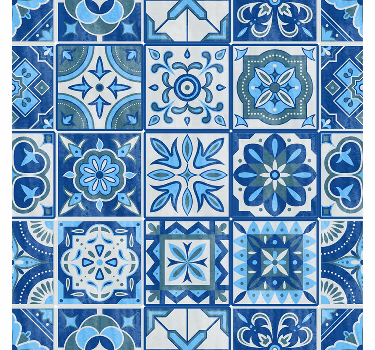 Fliesen tapete im talavera blau muster - TenStickers