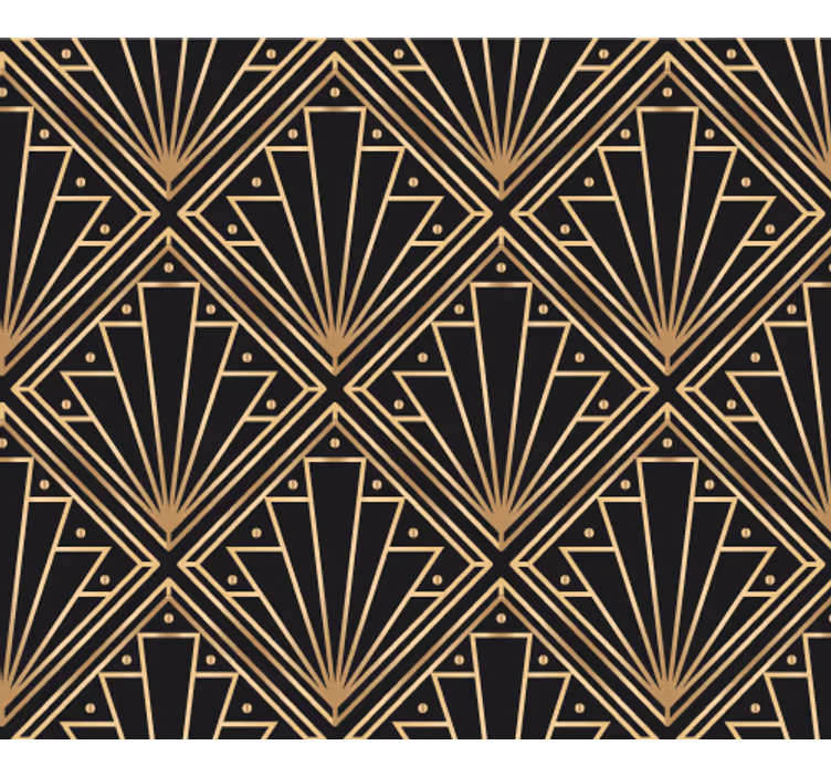 Muster tapete in gold-schwarzem quadratischem design - TenStickers