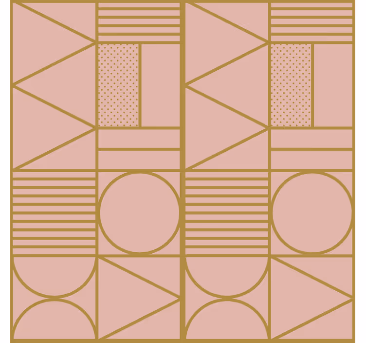 Muster tapete in gold und rosa blockfarben - TenStickers