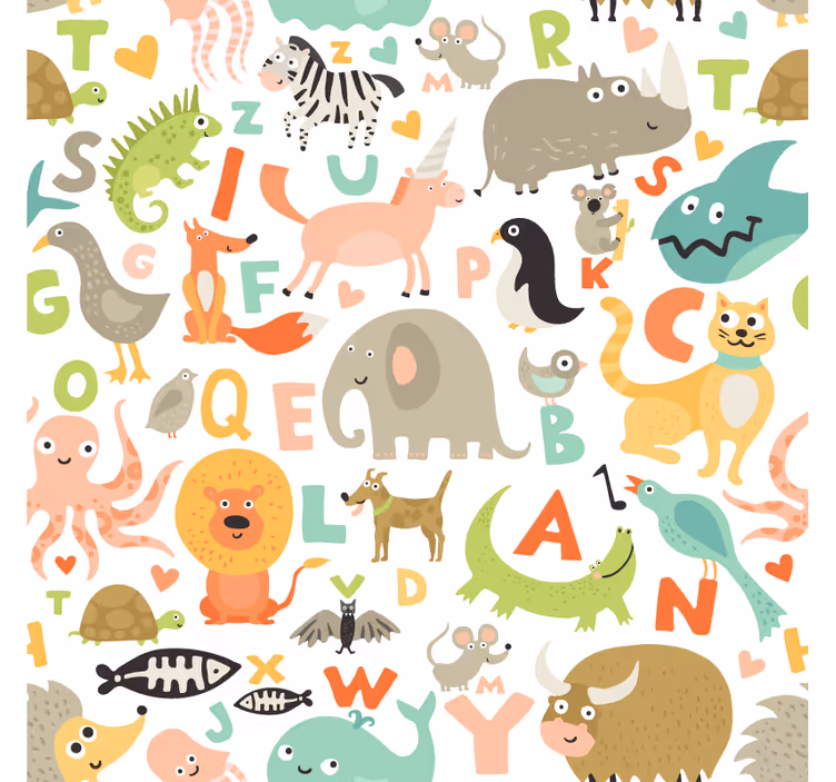Tapete tiere mit abc tiermotiven für kinder - TenStickers