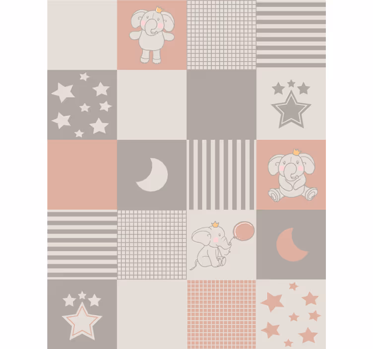 Tapete tiere mit elefantenmotiven und nordischen fliesen - TenStickers