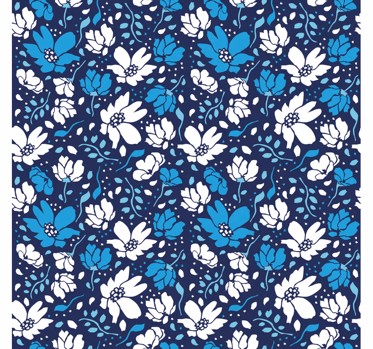 Muster tapete weiße gänseblümchen auf blauem hintergrund - TenStickers