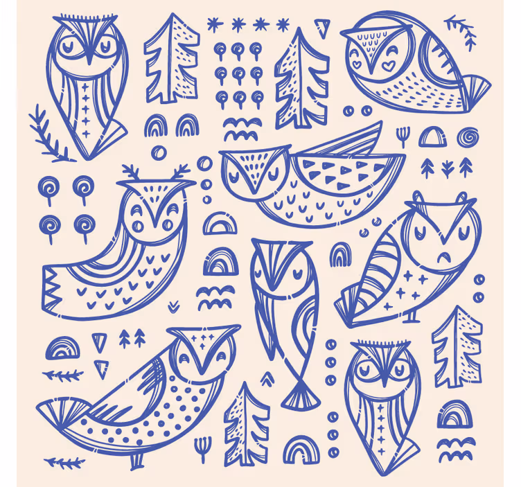 Tapete tiere mit süßem blauen eulenmotiv - TenStickers