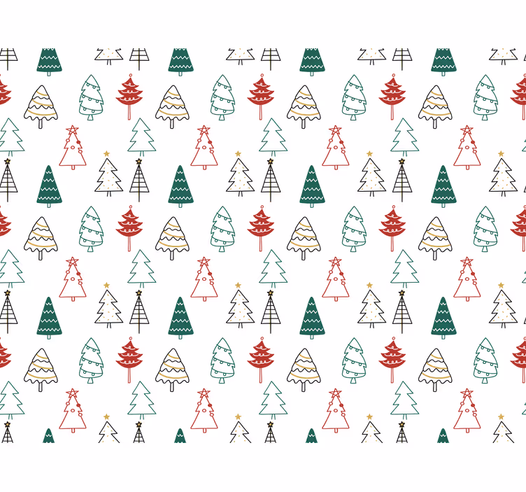Weihnachtstapete mit festlichem baumdesign - TenStickers