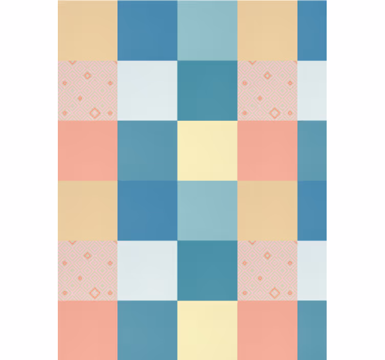 Tapete esszimmer buntes retro patchwork-muster - TenStickers