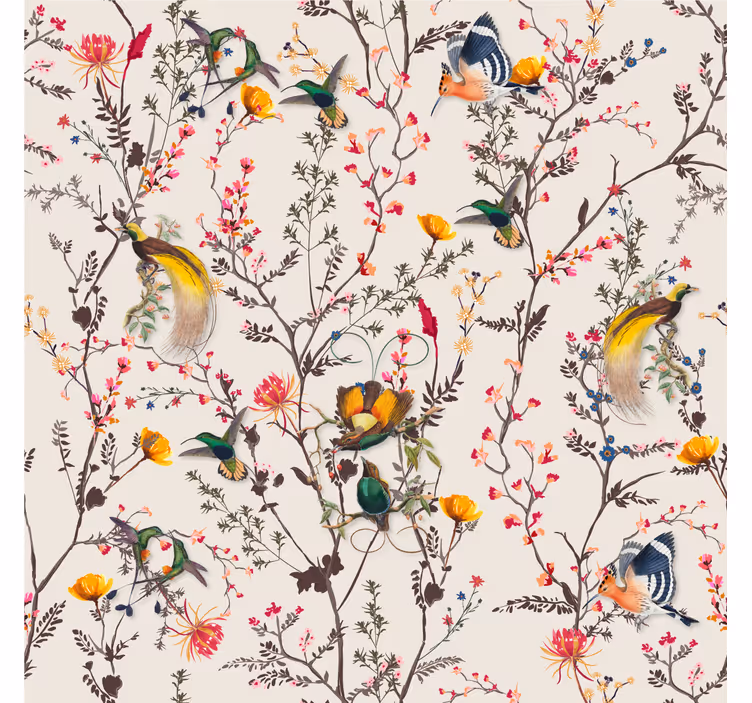 Fototapete wald mit naturgetreuem blumendesign - TenStickers