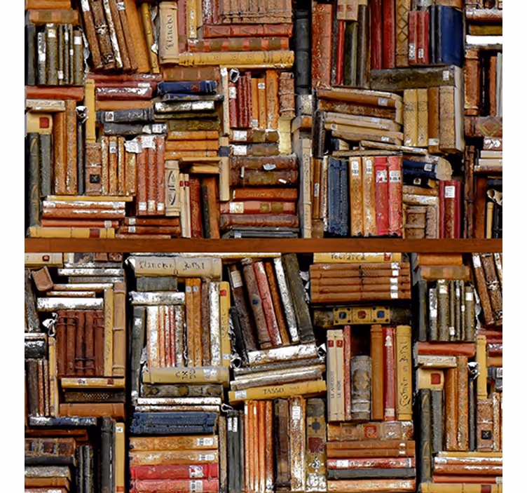 Retro tapete mit gestapelten büchern - TenStickers