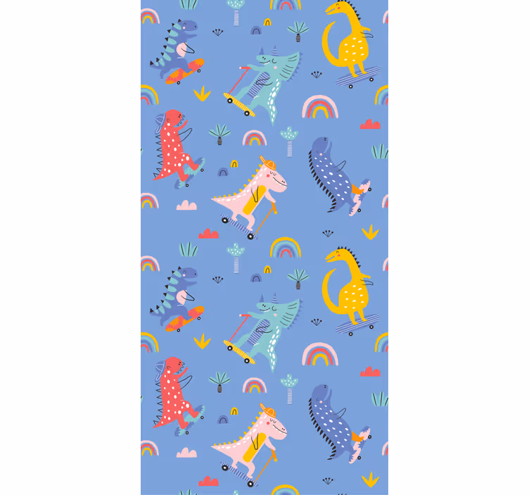 Tapete kinderzimmer mit niedlichen skater-dinos - TenStickers