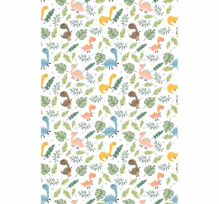 Tapete kinderzimmer pastellfarbener wald mit dinosauriern - TenStickers