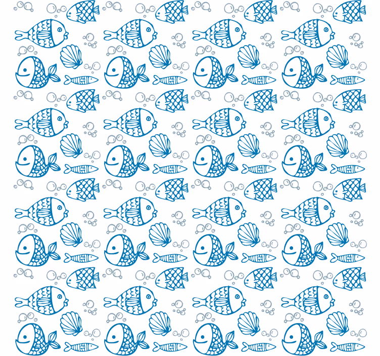 Tapete kinderzimmer blaue fische auf weißem hintergrund - TenStickers