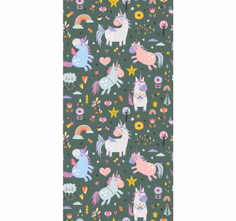Tapete kinderzimmer mit einhornmustern - TenStickers