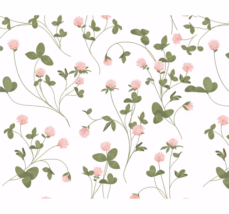 Tapete wohnzimmer zarte pinke klee - TenStickers