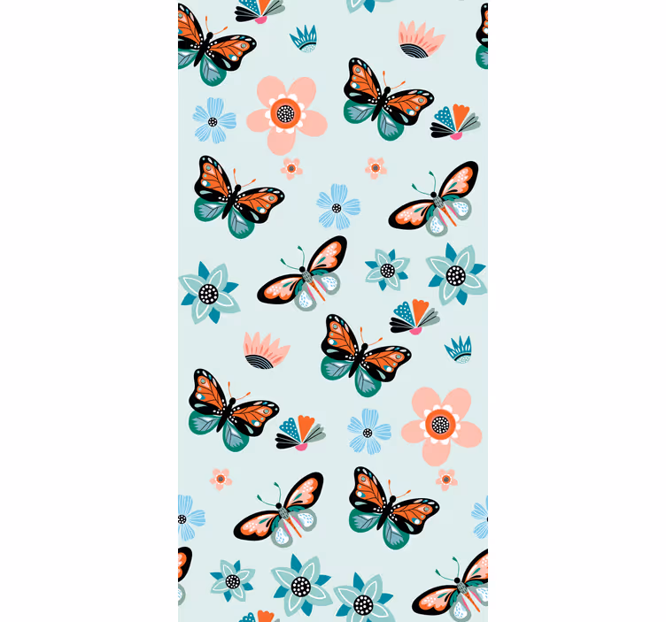Tapete schmetterling mit schmetterlingen und blumen - TenStickers
