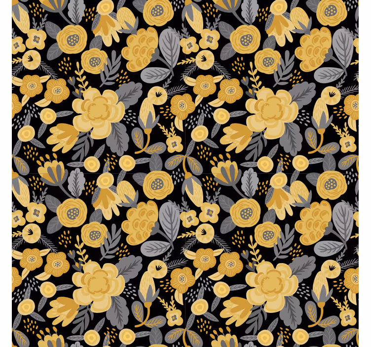 Tapete flur mit gelbem botanischem muster - TenStickers