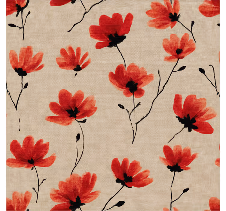 Tapete flur rote mohnblumen aquarell - TenStickers