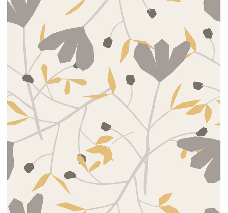 Tapete skandinavisch mit grauen und gelben blumen - TenStickers