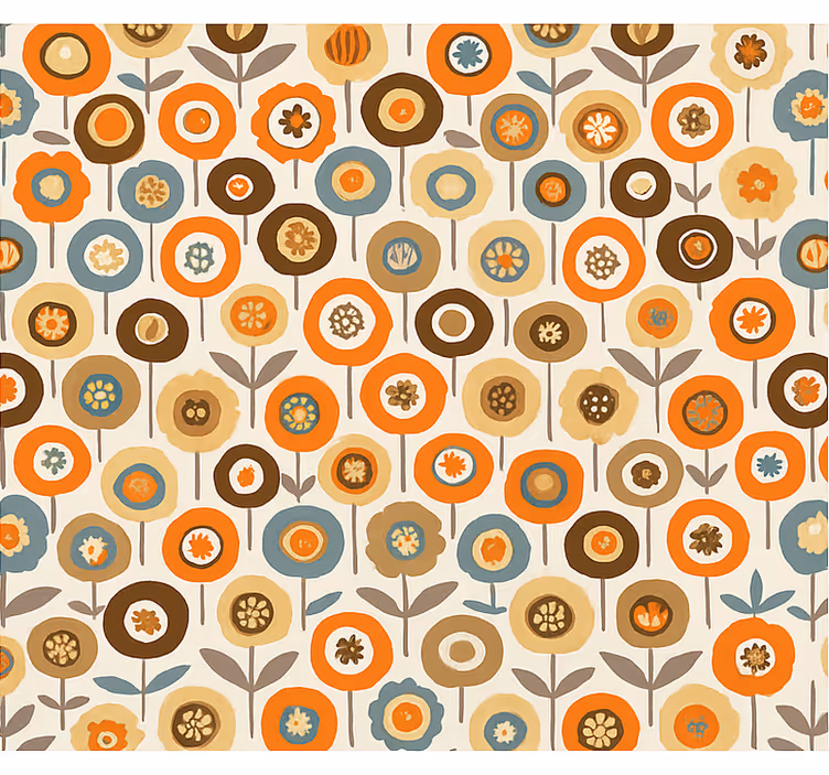 Tapete skandinavisch bunte vintage-blumen - TenStickers
