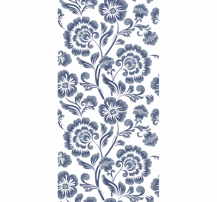 Tapete klassisch blaue blumen auf weißem hintergrund - TenStickers