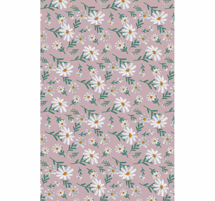Tapete wohnzimmer 70er jahre gänseblümchen rosa - TenStickers