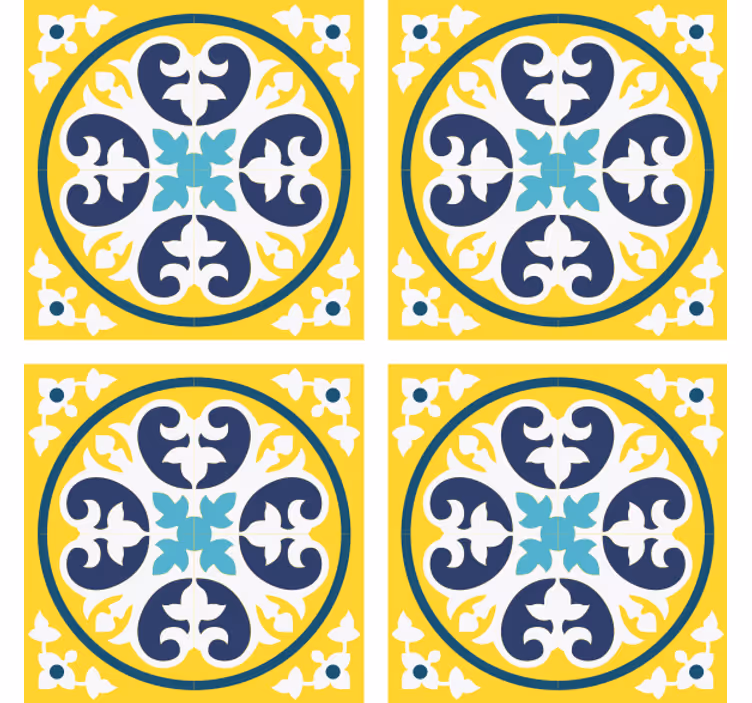 Fliesen tapete mit floralem keramikmuster - TenStickers