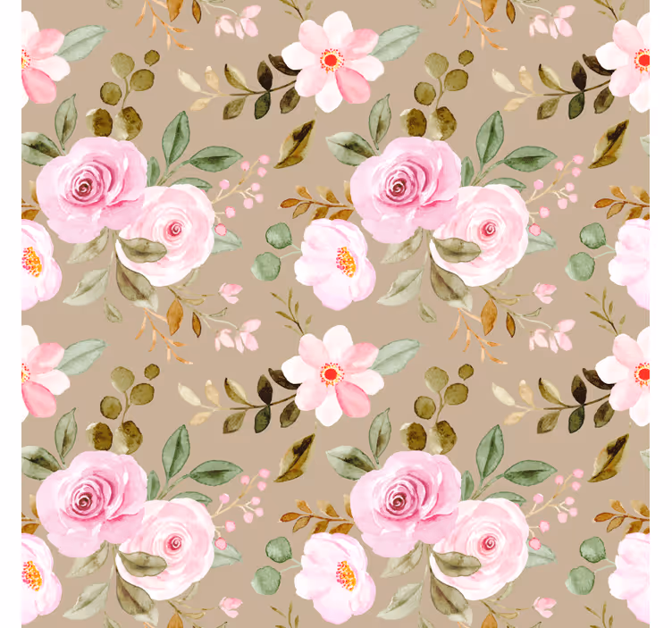 Blumentapete mit vintage beigen rosenmuster - TenStickers