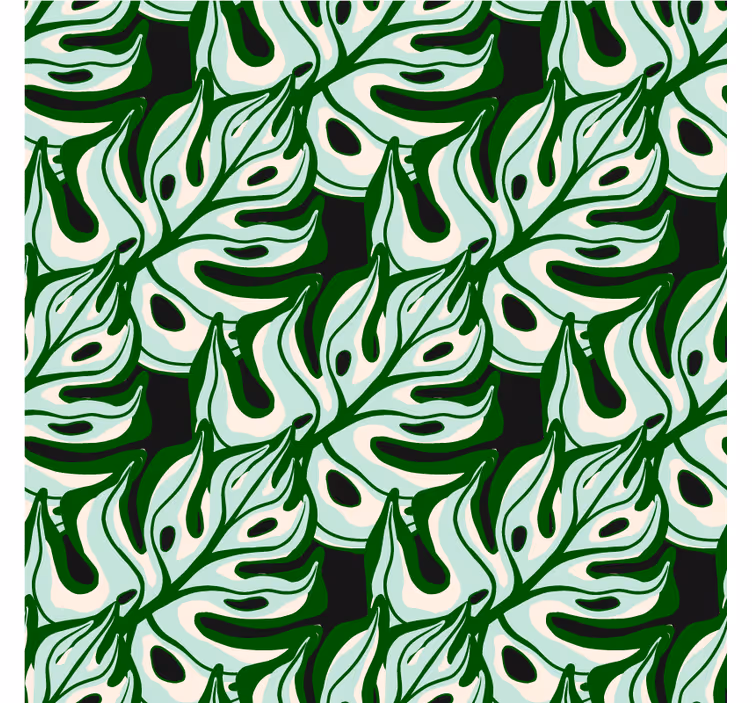 Blumentapete mit spritzigem schwarz-grünem flora-muster - TenStickers