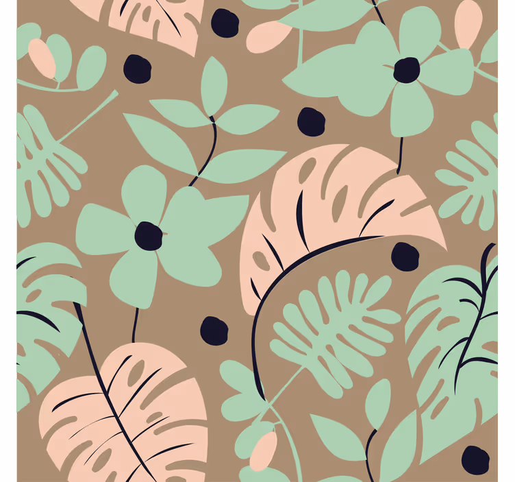Blumentapete mit pastellfarbenen monstera-blüten und blättern - TenStickers