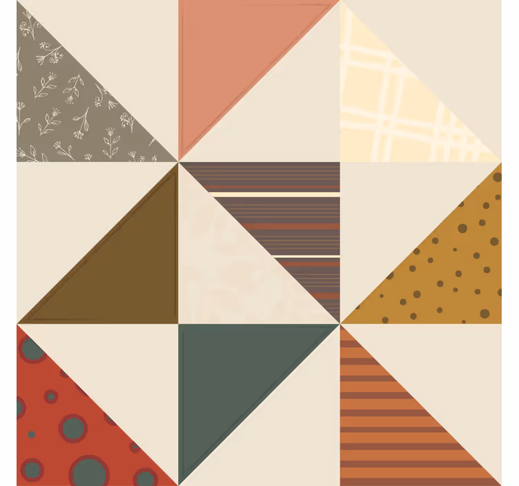 Retro tapete mit geometrischem patchworkdreieckmuster - TenStickers