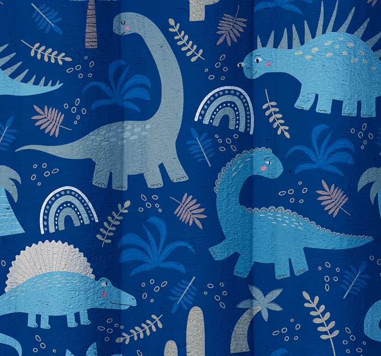 Dino tapete in blauen farbtönen - TenStickers