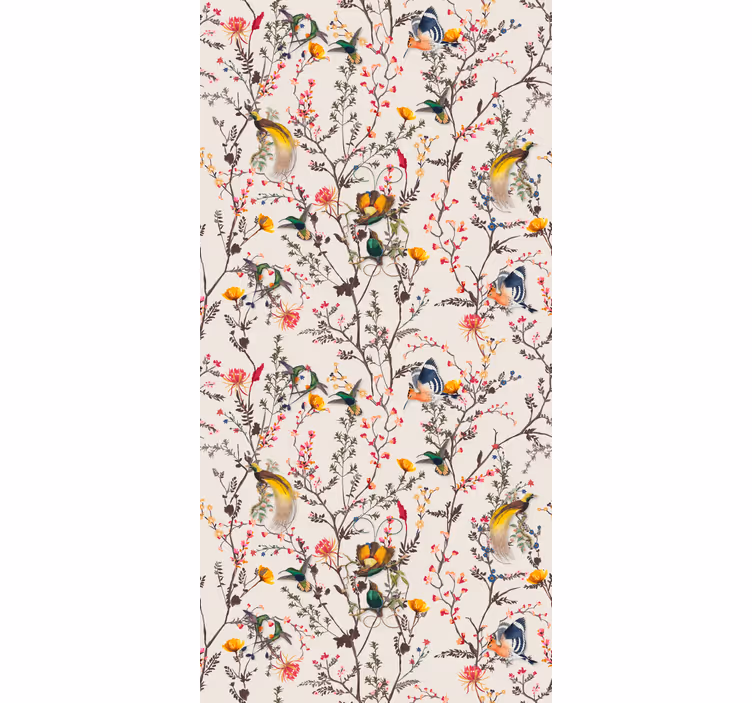 Tapete baum vögel und blüten - TenStickers